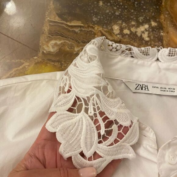 Zara embroidered/ crochet collar blouse, XL - Picture 6 of 15